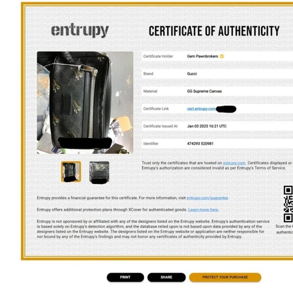 GUCCI Logo GG Pattern Tiger Bum Bag Supreme Leather - Black - Picture 3 of 15